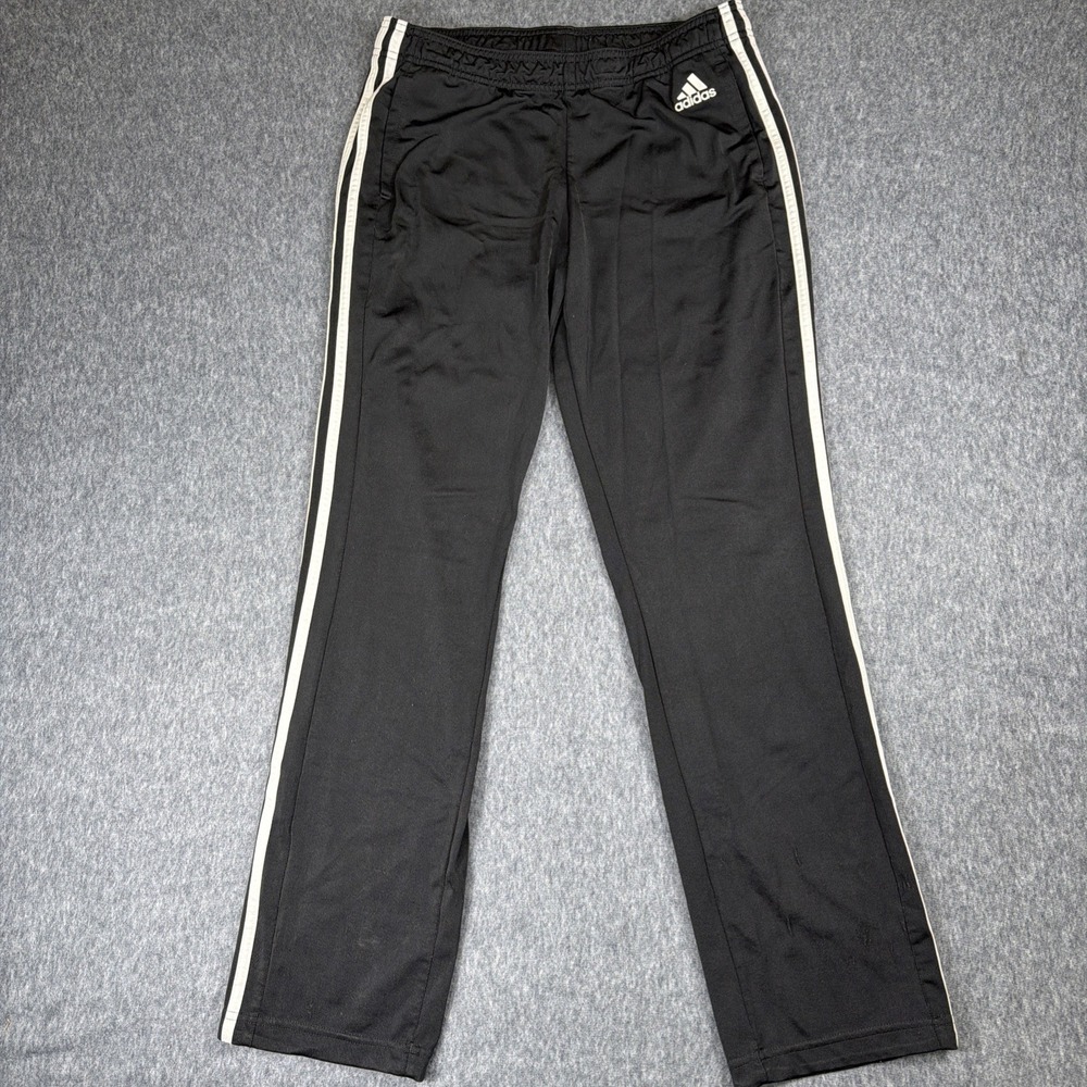 Adidas Track Pants Womens M Triple 3 Stripe Black White No Drawstring